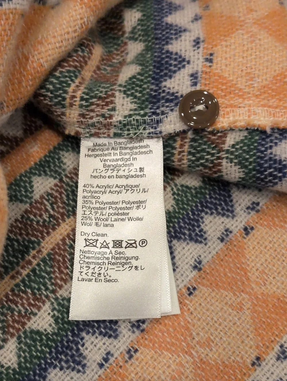 J.Crew Men's Fair Isle Work Shirt Winter Oat Medium